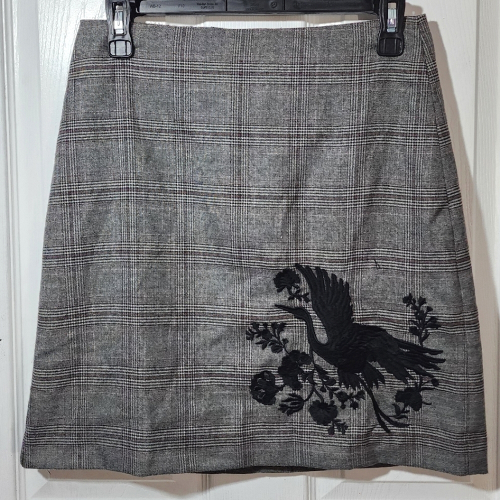 Plaid Embroidered Mini Skirt